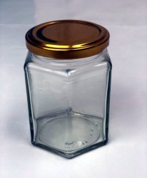 12 oz Hezagonal Honey Jars with Lids (Box of 65)